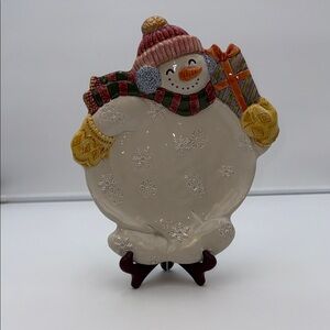 Fitz and Floyd snowman canapé plate
